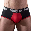 Men's red and black underwear with MACHO waistband design, offering a stylish and comfortable fit.