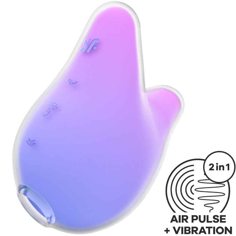 Purple and pink air stimulator with 2-in-1 air pulse and vibration feature, designed for enhanced personal experiences.