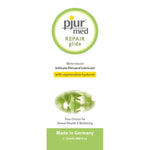 Pjur Med Repair Lubricant 2ml package, water-based with hyaluronic acid, made in Germany for skin hydration and compatibility.