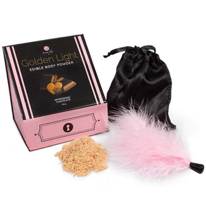 SECRETPLAY - KIT LUMIÈRE DORÉE POUDRE COMESTIBLE ET PLUME APHRODISIAQUE CHOCOLAT SECRETPLAY 100% JEUX