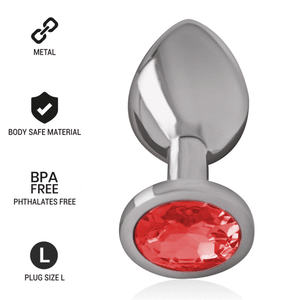 INTENSE - ALUMINIUM-METALL-ANAL-STECKER MIT ROTEM KRISTALL, GRÖSSE L INTENSE ANAL-SPIELZEUG