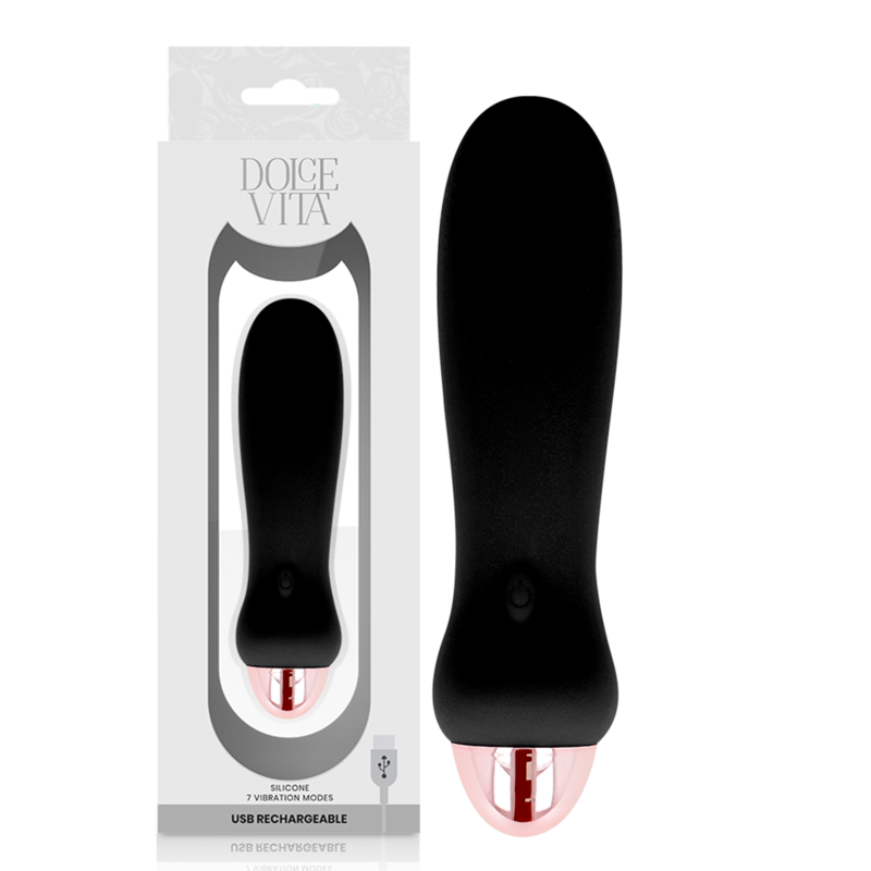 DOLCE VITA - UZLĀDĒJAMS VIBRATORS FIVE BLACK 7 Ātrumi