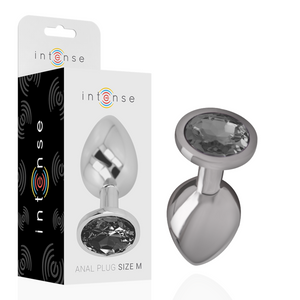 INTENSE - PLUG ANAL EN MÉTAL ALUMINIUM AVEC VERRE NOIR TAILLE M JOUETS ANAL INTENSE
