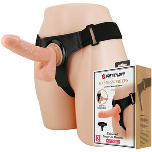 PRETTY LOVE - HARNESS BRIEFS UNIVERSAL HARNESS WITH DILDO TOM 20 CM NATURAL PRETTY LOVE
