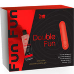INTT Double Fun Kit packaging with vibrating bullet and strawberry massage gel