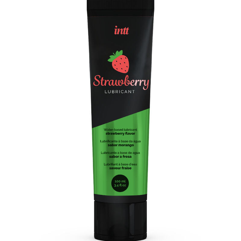 INTT Strawberry Lubricant, water-based, 100ml tube, edible, with sweet strawberry flavor, condom and toy safe.