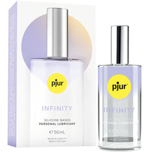 PJUR Infinity silikonipohjainen Personal Lubricant 50 ml pullo ja pakkaus aistillista ja pitkäkestoista nautintoa varten.