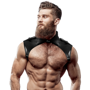 FETISH SUBMISSIVE ATTITUDE - HARNAIS DE COU RÉGLABLE EN CUIR ÉCOLOGIQUE BRIGADE POUR HOMMES FETISH SUBMISSIVE ATTITUDE
