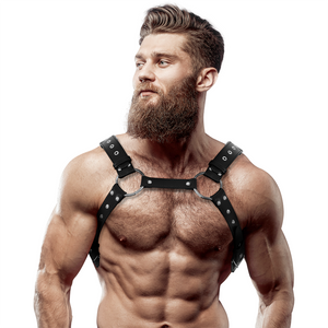 FETISH SUBMISSIVE ATTITUDE - MEN'S ECO-LEATHER CHEST HARNESS WITH STUDS FETISH SUBMISSIVE ATTITUDE