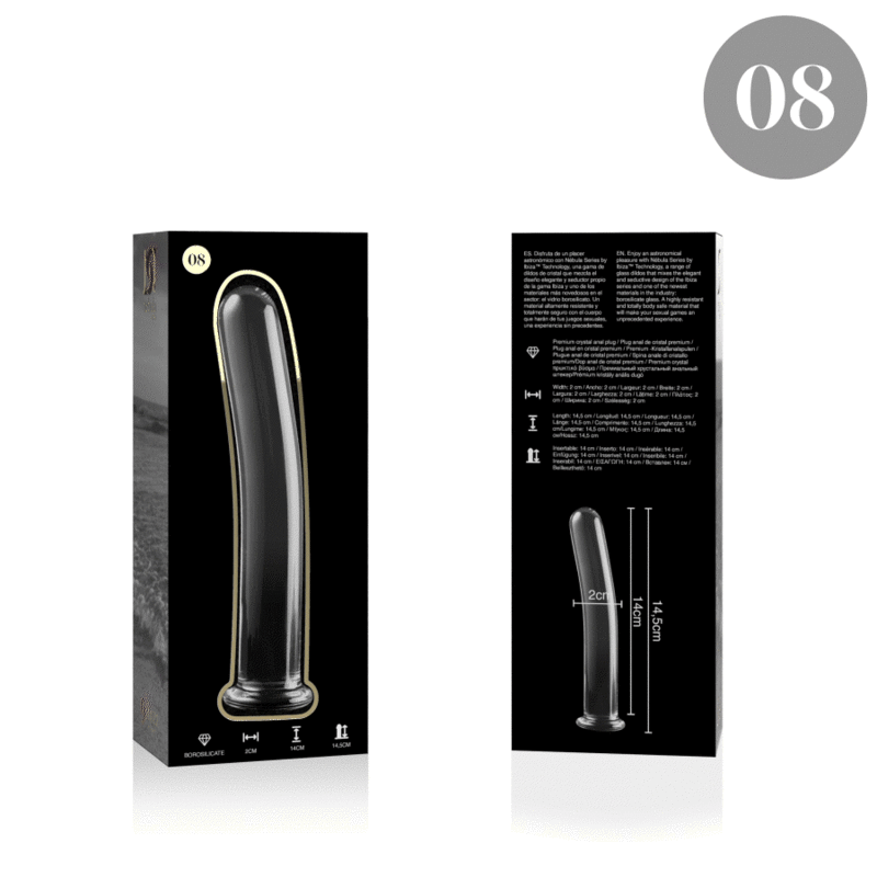 IBIZA SĒRIJA NEBULA — 8. MODELIS DILDO BOROSILIKĀTA STIKLS CLEAR 14,5 CM -O- 2 CM