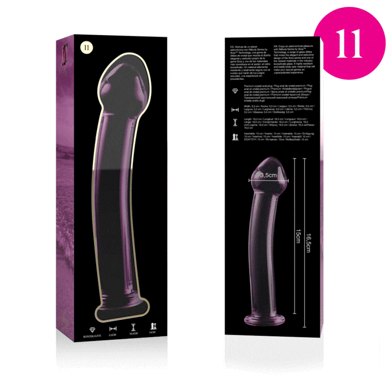 IBIZA SĒRIJA NEBULA - MODELIS 11 DILDO BOROSILIKĀTA STIKLS CLEAR 16 CM -O- 3 CM