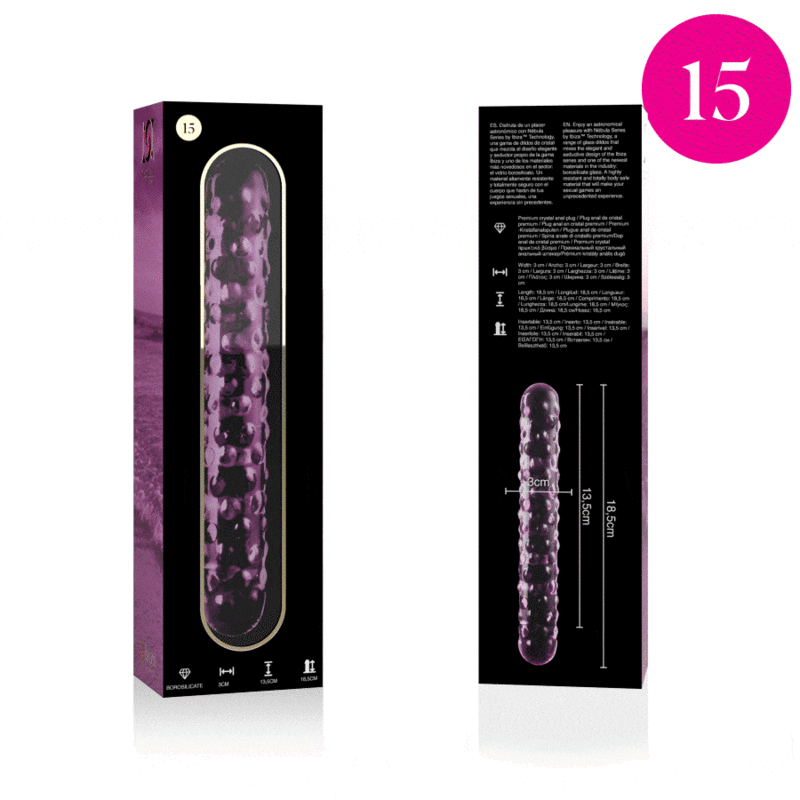 IBIZA SĒRIJA NEBULA - MODELIS 15 DILDO BOROSILIKĀTA STIKLS CLEAR 18,5 CM -O- 3 CM