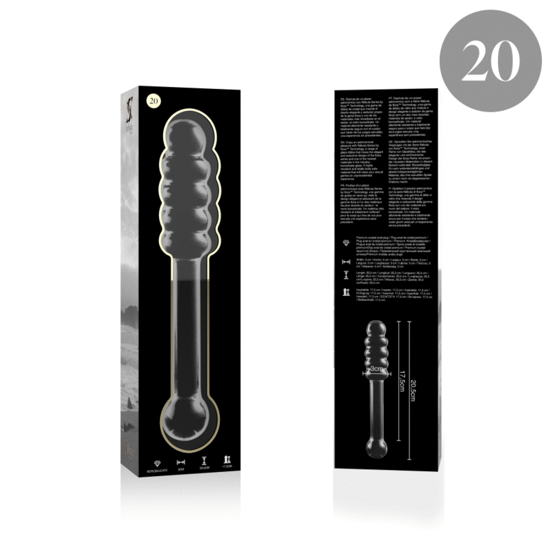 IBIZA SĒRIJA NEBULA - MODELIS 20 DILDO BOROSILIKĀTA STIKLS CLEAR 20,5 CM -O- 3 CM