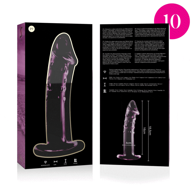 IBIZA SĒRIJA NEBULA - MODELIS 19 DILDO BOROSILIKĀTA STIKLS CLEAR 18,5 CM -O- 4 CM