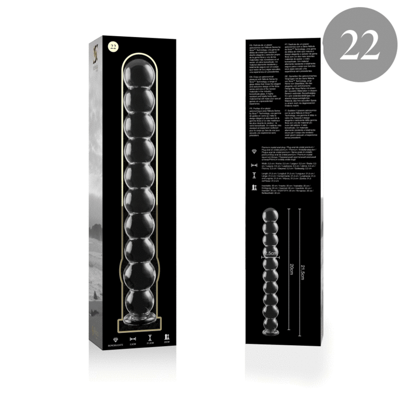 IBIZA SĒRIJA NEBULA - MODELIS 22 DILDO BOROSILIKĀTA STIKLS CLEAR 21,5 CM -O- 2,5 CM
