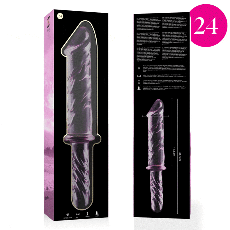 IBIZA SĒRIJA NEBULA - MODELIS 24 DILDO BOROSILIKĀTA STIKLS CLEAR 28,5 CM -O- 5 CM