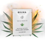 BRUMA Sativa Seed Oil Warming Cannabis Gel 6ml Sachet with Leaves and Flames