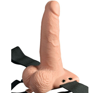 FETISH FANTASY SERIES - ADJUSTABLE HARNESS REMOTE CONTROL REALISTIC PENIS WITH RECHARGEABLE TESTICLES AND VIBRATOR 15 CM FETISH FANTASY SERIES