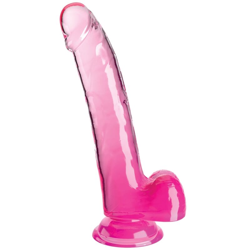 KING COCK - CLEAR DILDO AR sēkliniekiem 20,3 CM ROZĀ