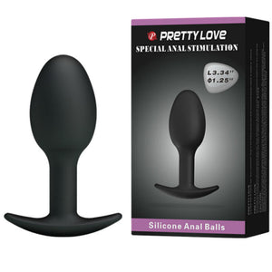 PRETTY LOVE – SILIKONIST ANAAALPISK, 6,5 CM, MUST PRETTY LOVE BOTTOM