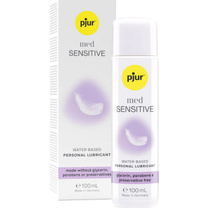 Pjur Med Sensitive veebaasil määrdeaine 100ml, glütseriini- ja parabeenivaba, mõeldud tundlikule nahale ja limaskestadele.