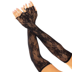 LEG AVENUE - GANTS SANS DOIGTS RÉSEAU FLORAL NOIR LEG AVENUE HOSIERY