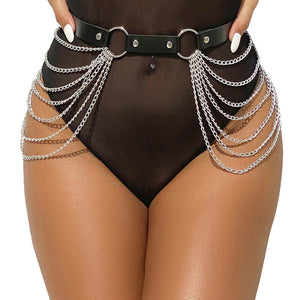 SUBBLIME - CEINTURE À CHAÎNE EN CUIR NOIR TAILLE UNIQUE SUBBLIME FETISH