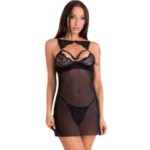 LIVCO CORSETTI FASHION - KROLINA LC 90734 CHEMISE + THONG BLACK S/M - LoveYou.lv
