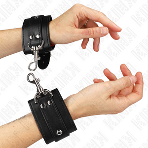 KINK - LOCKABLE DUNGEON WRIST RESTRAINTS BLACK ADJUSTABLE 21-28 CM X 5.5 CM - LoveYou.lv