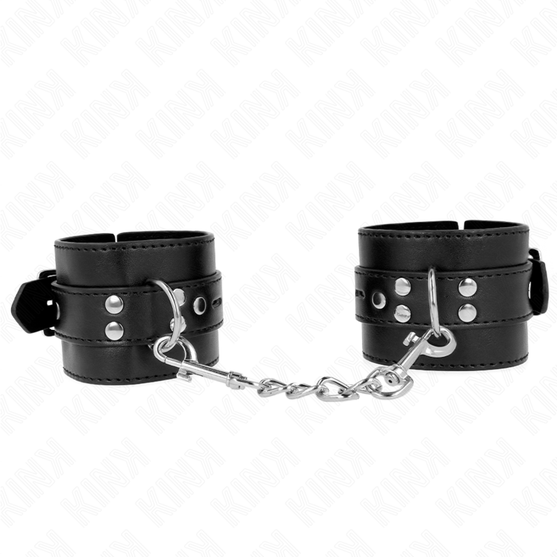 KINK - ОГРАНИЧИТЕЛИ ЗАПЯСТЬЯ ЧЕРНЫЕ С ЧЕРНЫМ РЕМНЕМ РЕГУЛИРУЕМЫЕ 17-28 СМ X 6 СМ