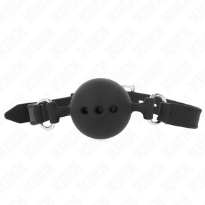 KINK - FULL SILICONE GAG 55 x 2 CM WITH 4.5 CM BALL SIZE M BLACK ADJUSTABLE 35-51 CM LoveYou.lv