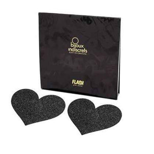BIJOUX - INDISCRETS FLASH BLACK HEART NIPPLE CUTS - LoveYou.lv