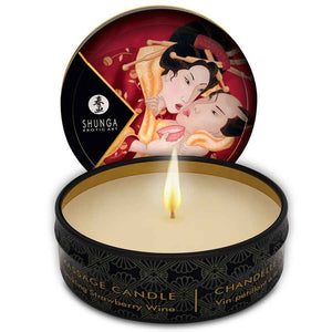 SHUNGA - MINI CARESS BY CANDLELIGHT ERDBEER- UND CAVA-MASSAGEKERZE 30ML - LoveYou.lv