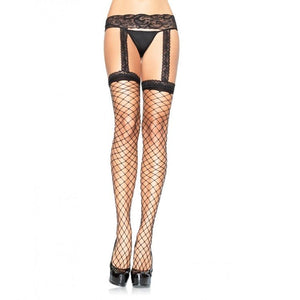 LEG AVENUE – NETZSTRÜMPFE MIT SCHWARZEM SPITZEN-STRUMPFHALTER – LoveYou.lv
