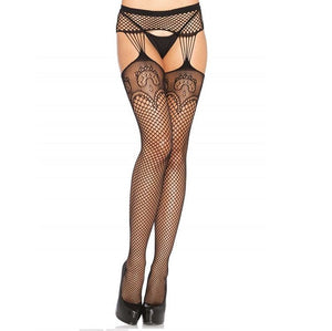 LEG AVENUE - NET STOCKINGS WITH GARTER LINES - LoveYou.lv