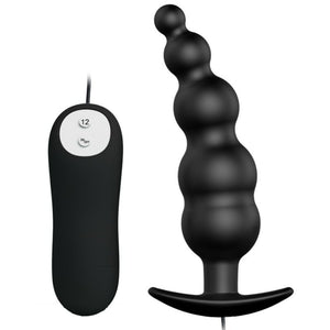 PRETTY LOVE - ANALPLUG AUS SILIKON EXTRA STIMULATION UND 12 VIBRATIONSMODI SCHWARZ PRETTY LOVE BODEN