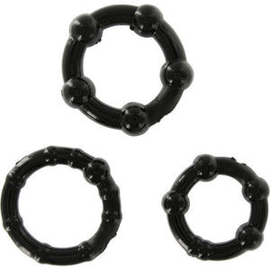 SEVEN CREATIONS - SET OF THREE BLACK PENIS RINGS SEVEN CREATIONS