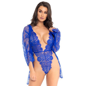 LEG AVENUE - TEDDY AND ROBE BLUE S LEG AVENUE TEDDIES