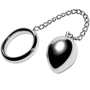 METAL HARD - COCK RING 40MM + KEDJA MED METALLKUL - LoveYou.lv