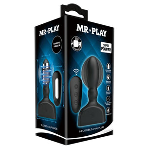 MR PLAY - MUSTA TÄYTETTÄVÄ ANAL PLUG -KAUKOSÄÄDIN MR PLAY