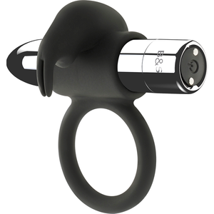 NOIR & ARGENT - BURTON BAGUE RECHARGEABLE 10 MODES DE VIBRATION NOIR & ARGENT