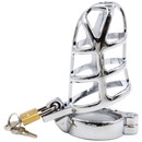 Shiny metal toy with intricate design and lock, part of a collection of metallic toys.
