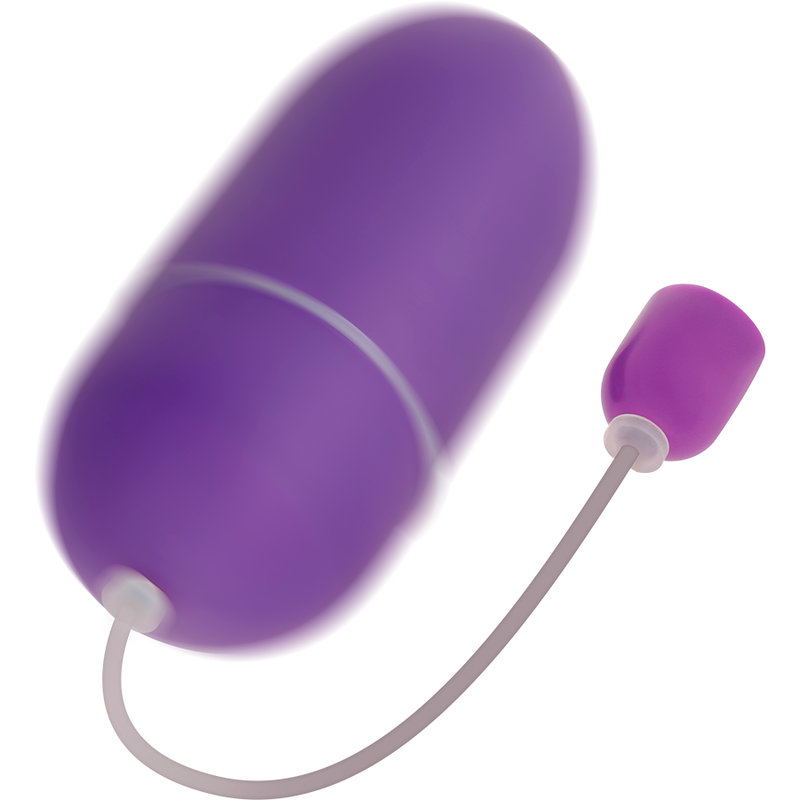 Purple remote-controlled silicone egg toy with cord and small handle.