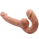 Silicone double-ended dildo for double harness use, flesh-toned