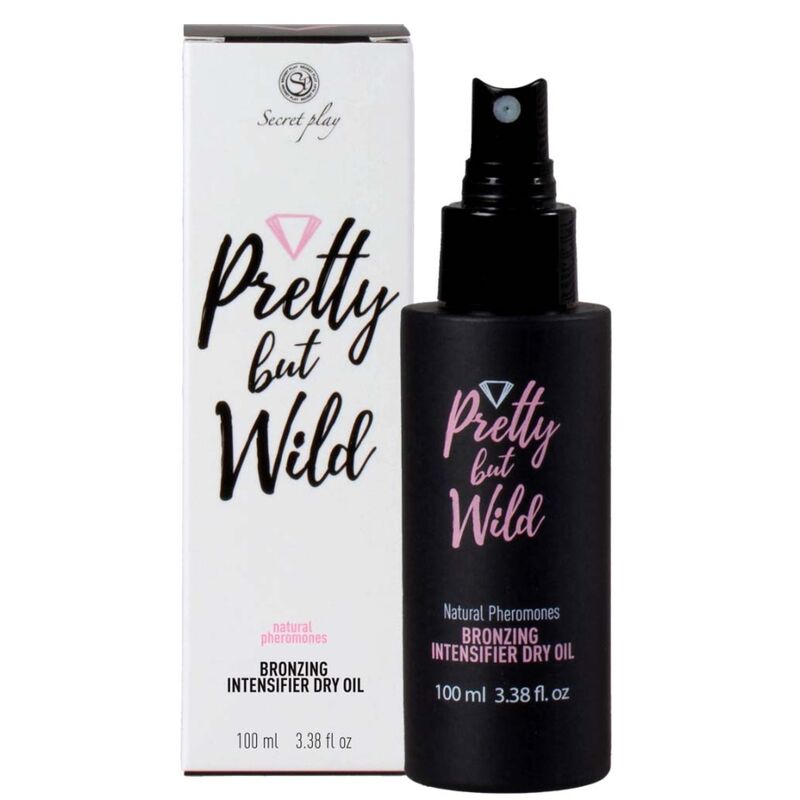 Pretty but Wild Bronzing Intensifier Dry Oil with natural pheromones, bottle and packaging, 100 ml size, 3.38 fl oz.