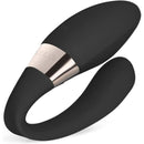 Black high-tech personal vibrator with sleek design and metallic accent