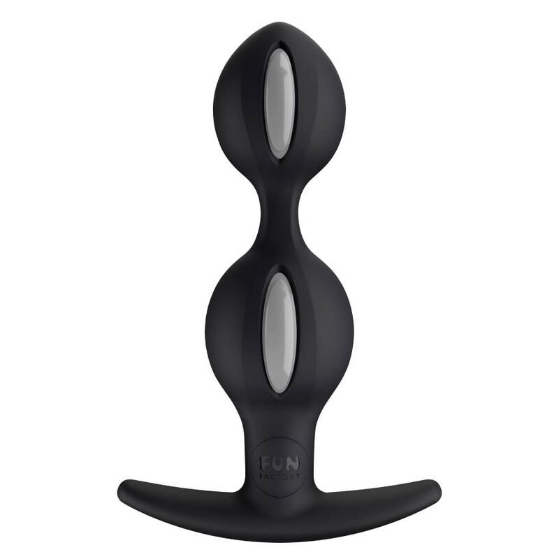 Black silicone double anal beads with ergonomic design