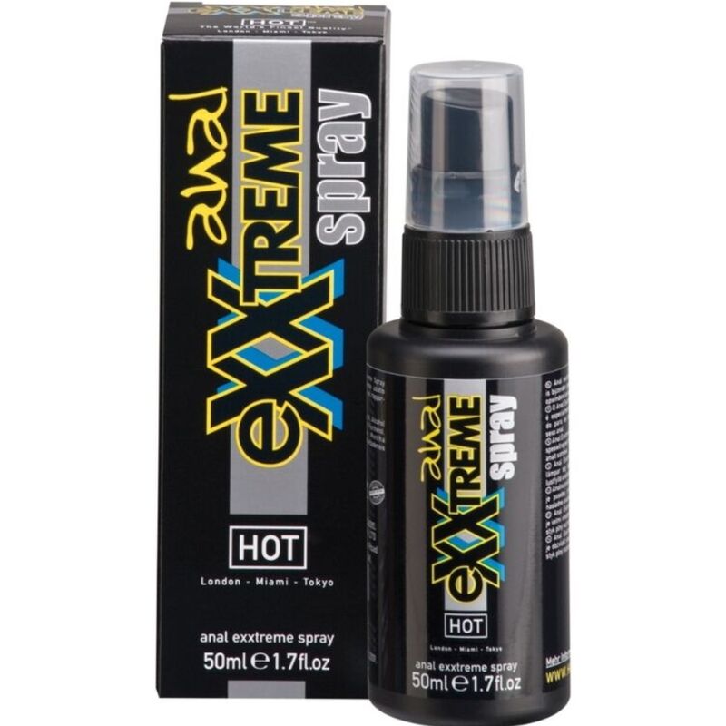 Anal Extreme Spray bottle and packaging for comfort and relaxation, 50ml size.
