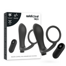 Addicted Toys remote control anal massager and cock ring set with packaging.