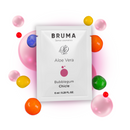 Monodose Bruma Aloe Vera Bubblegum Chicle product with colorful gumdrops, 6 ml sachet for skin care.